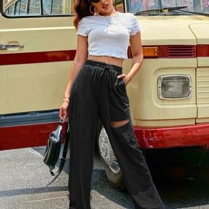 high waisted sweatpants with cut out